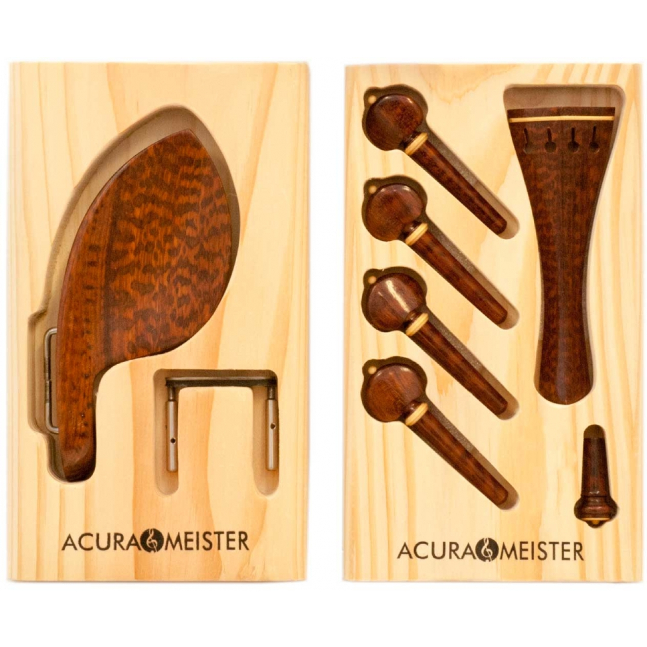 Acurameister Set 7 pcs. violin, snakewood, pin and collar boxwood + Guarneri chin rest