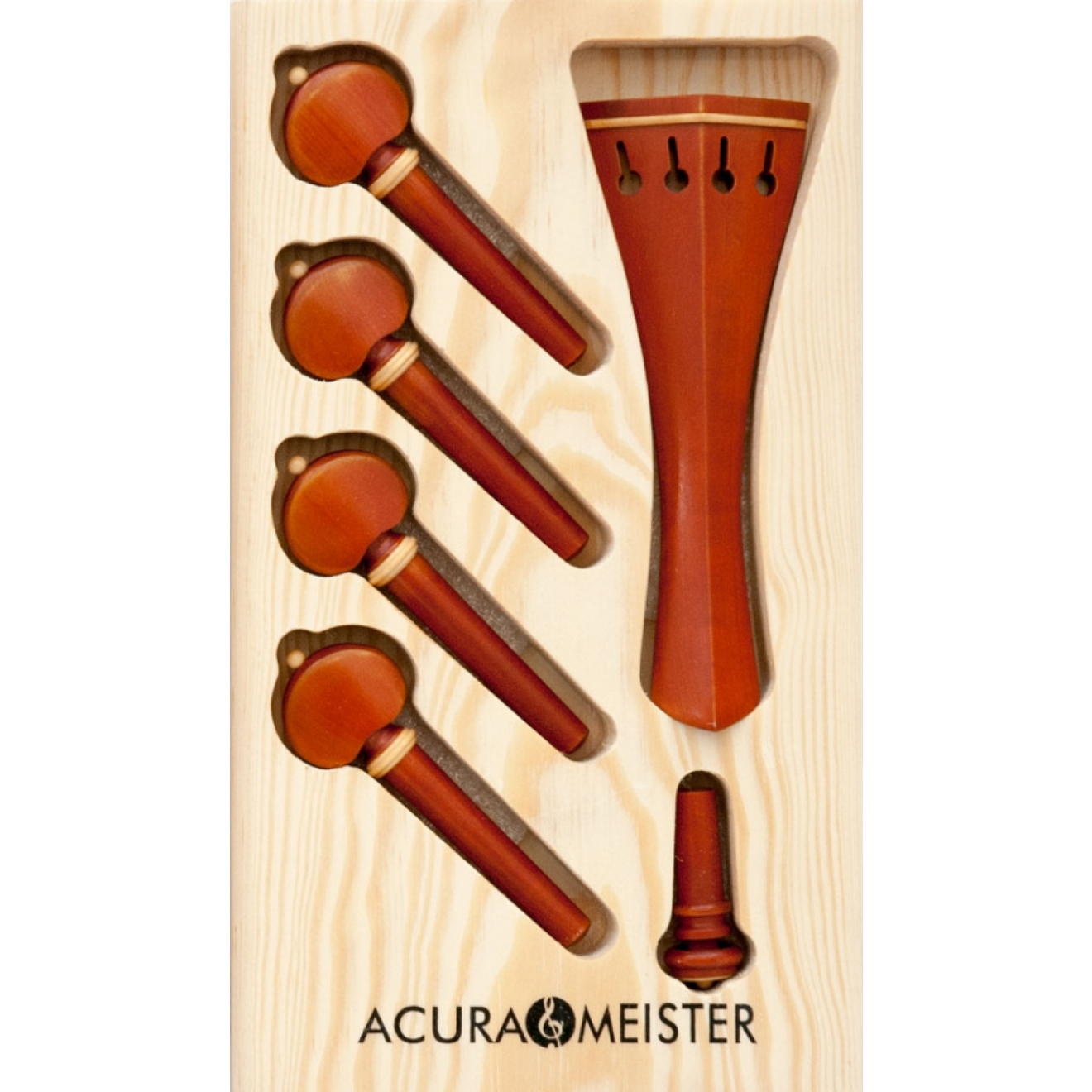 Acurameister Satz 6 tlg. Violine, Buchsbaum, Knopf und Kragen Buchsbaum