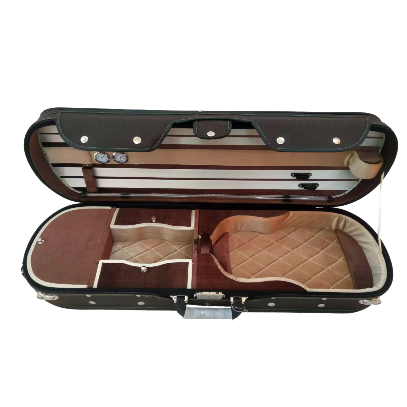 Violin case, good quality, brown cover, interior brown/beige