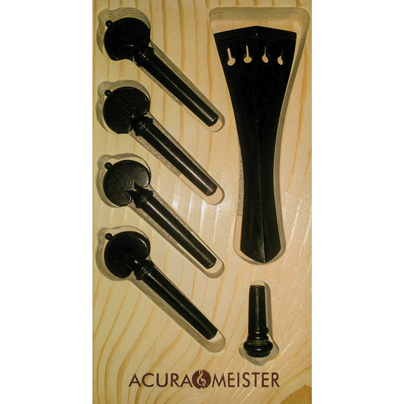 Acurameister Satz 6 tlg. Violine, Ebenholz, Knopf und Kragen Horn