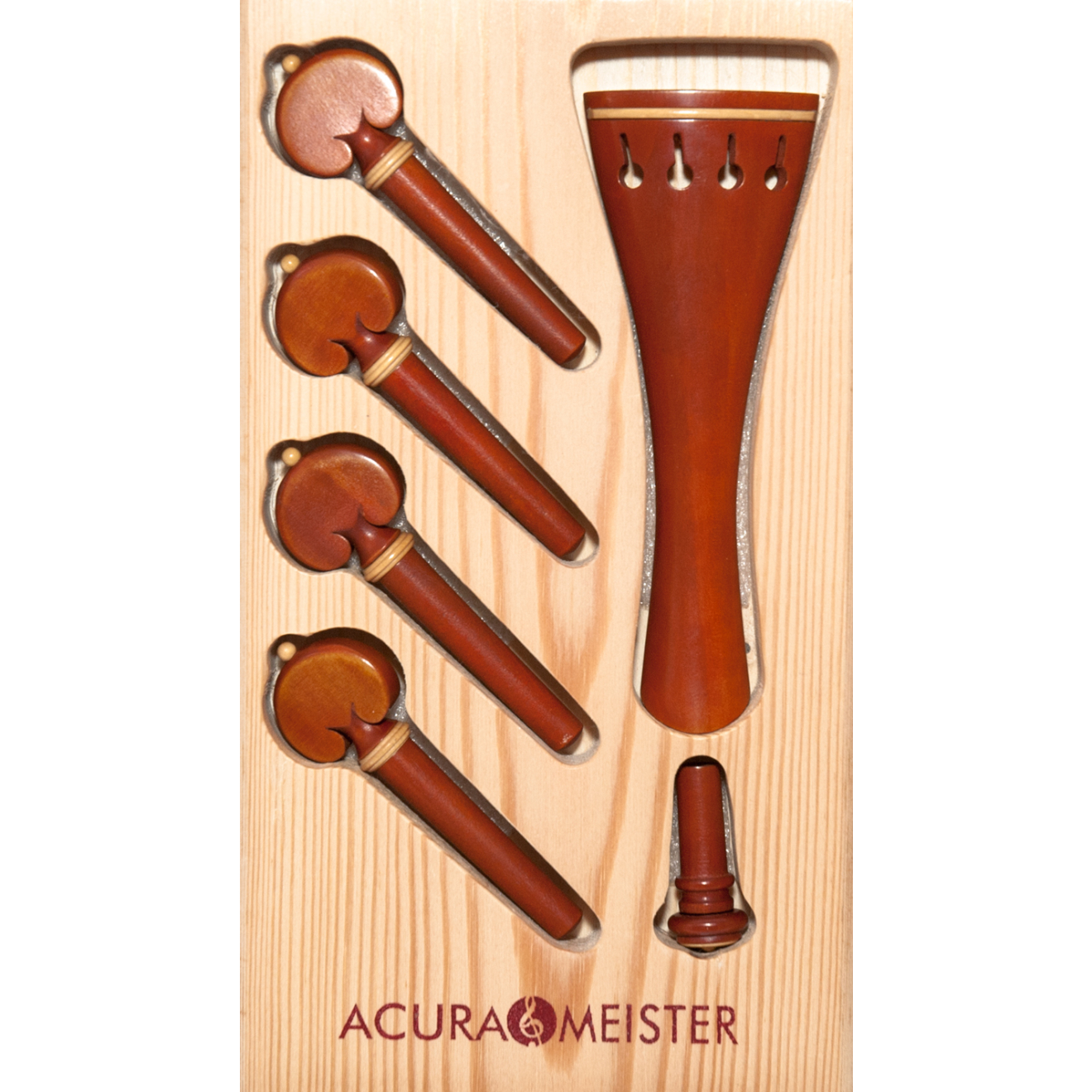 Acurameister Satz 6 tlg. Violine, Buchsbaum, Knopf und Kragen Buchsbaum