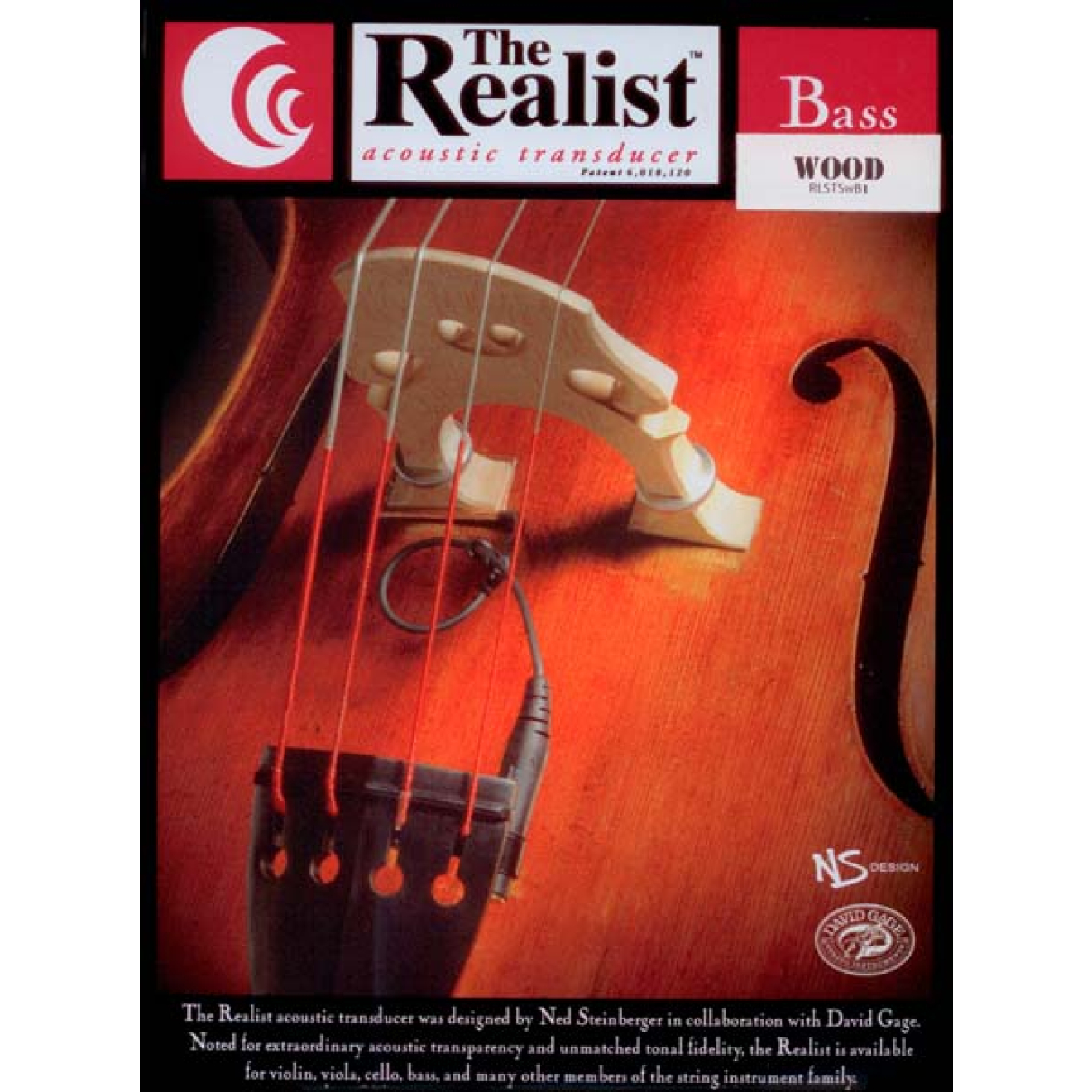 The Realist Tonabnehmer Bass - Holz - ohne Verkaufspackung