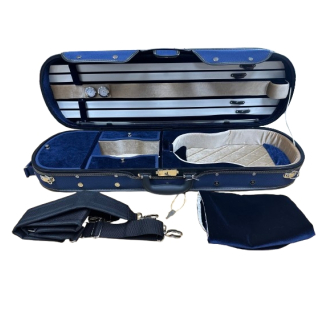 Violine Etui, gute Qualtität, Hülle blau, Interior blau/beige