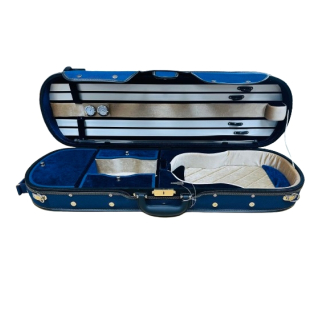 Violine Etui, gute Qualtität, Hülle blau, Interior blau/beige